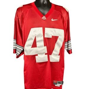 A J Hawk #47 Ohio State Buckeyes Scarlet Nike Sewn Jersey XL length + 2